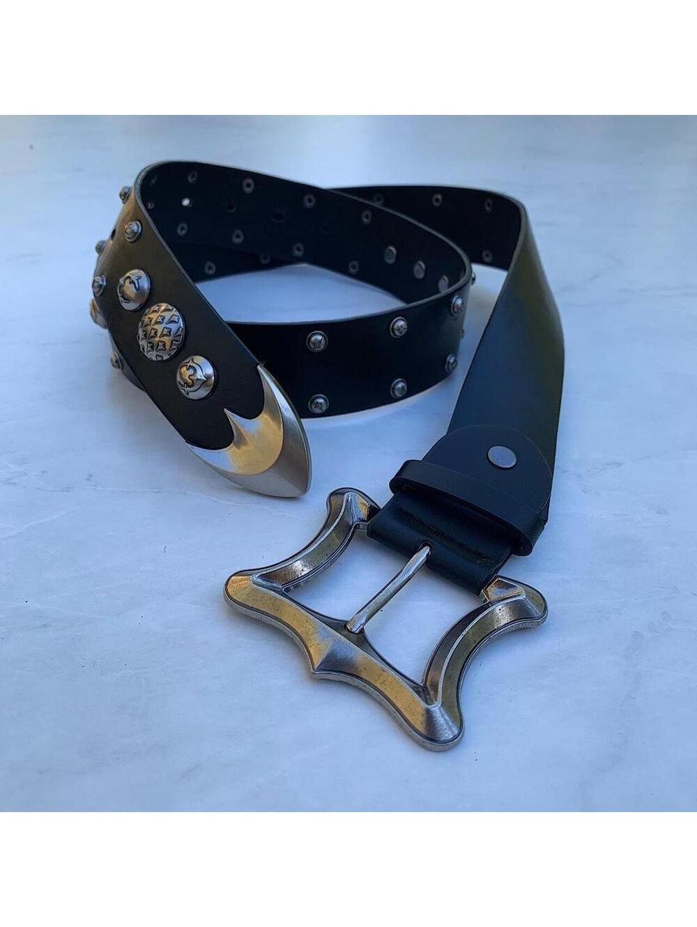 Y2k Cyber Grunge style Black Gothic Belt. Cool grunge style nice square belt